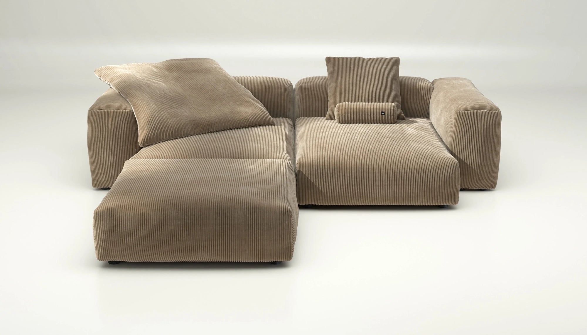 Canapé Vetsak Set 03 en cord velours Sand, sofa modulable haut de gamme, Maison Archibald Paris et Rennes.