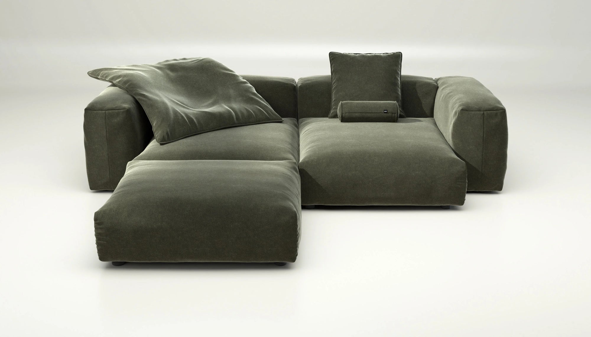 Sofa Vetsak Set 03 en Suave Pine, vert profond et douceur haut de gamme, Maison Archibald Paris.
