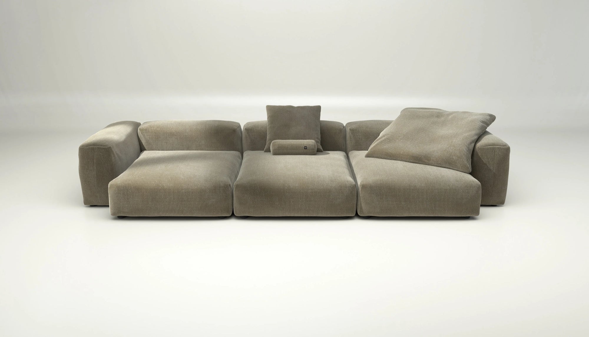 Canapé modulable Vetsak Set 05 en cord velours Kaki, ton naturel et allure élégante, Maison Archibald Rennes.
