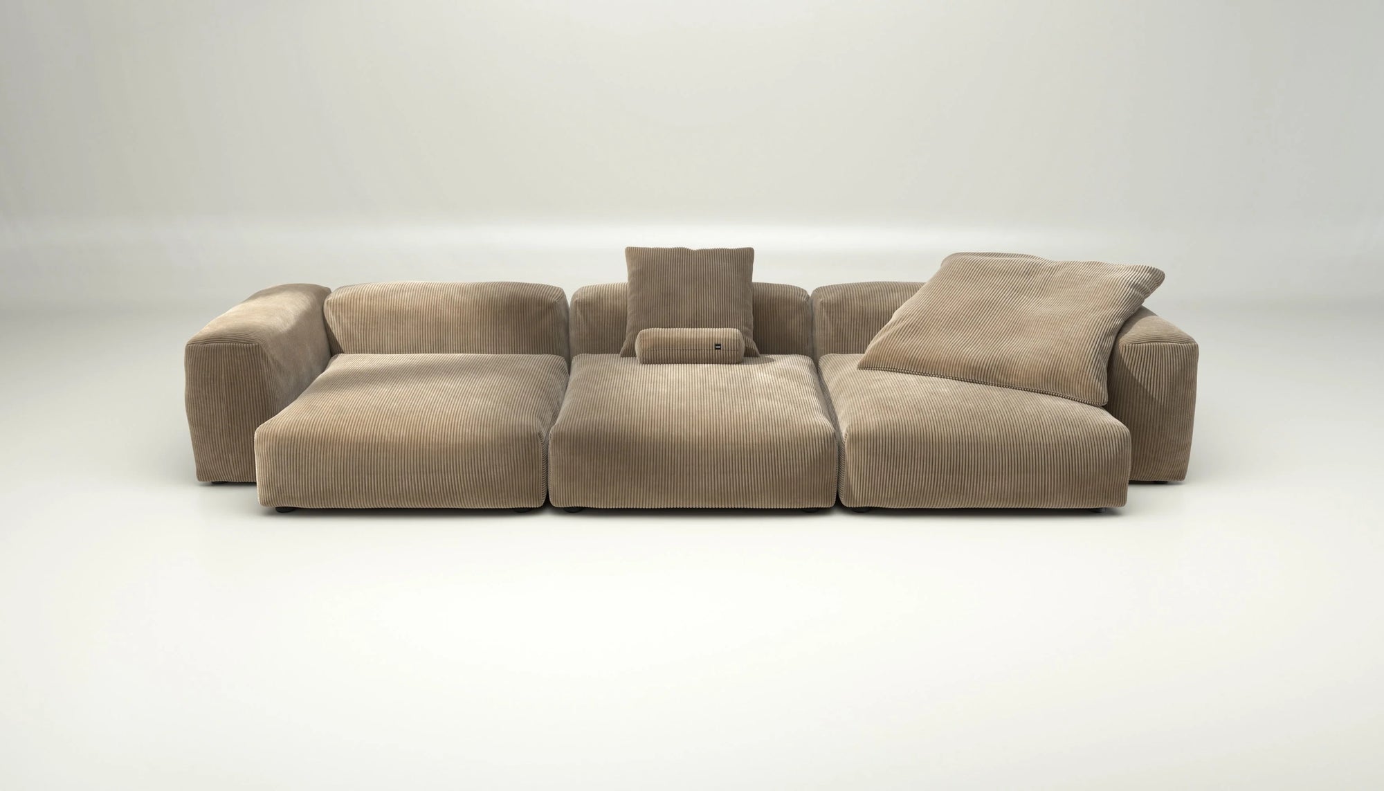 Canapé Vetsak Set 05 en cord velours Sand, sofa modulable 5 places au confort haut de gamme, Maison Archibald Paris et Rennes.