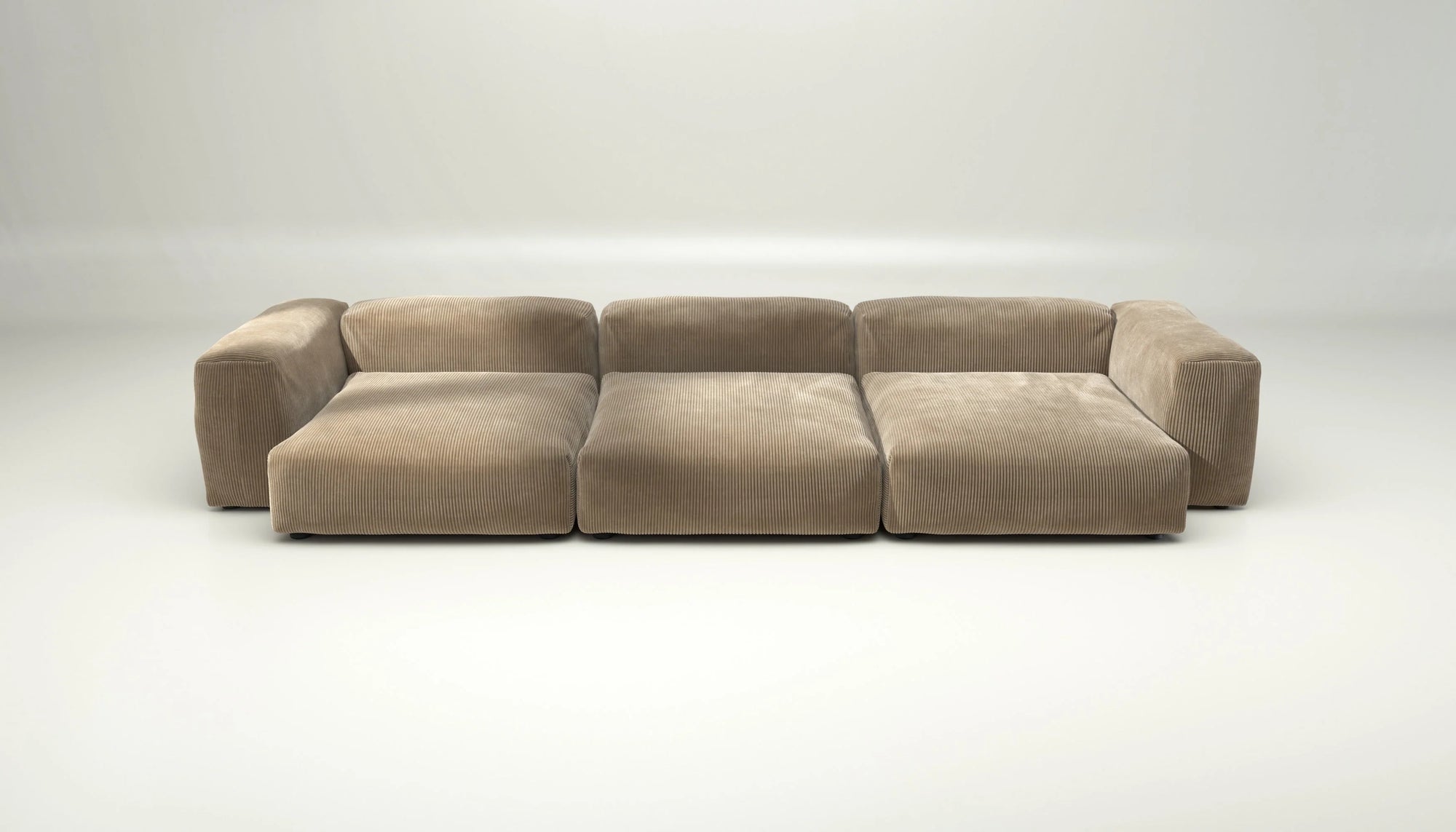 Canapé Vetsak Set 05 en cord velours Sand, sofa modulable 5 places au confort haut de gamme, Maison Archibald Paris et Rennes.