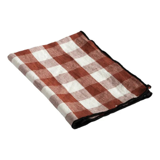Serviette de table Vichy Argile Maison de Vacances lin coton 45x45cm