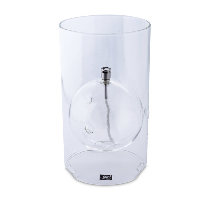 Lampe à huile Windshelter cylindre transparent chrome Peri Living design minimaliste