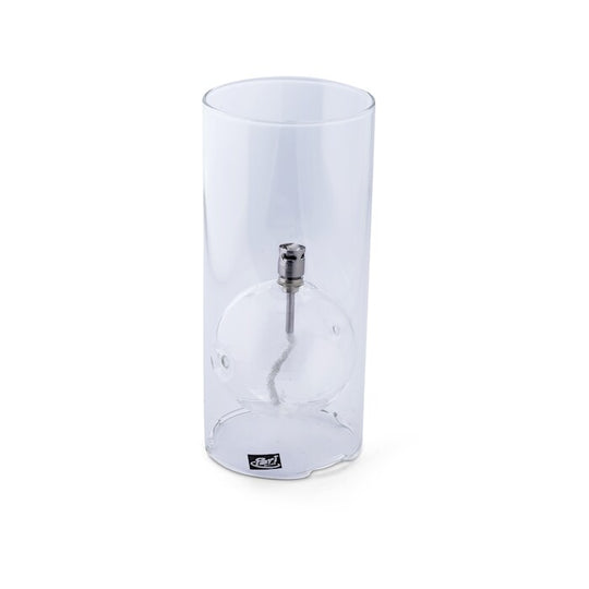 Lampe à huile design minimaliste Peri Living Windshelter S en verre clair et finition chrome